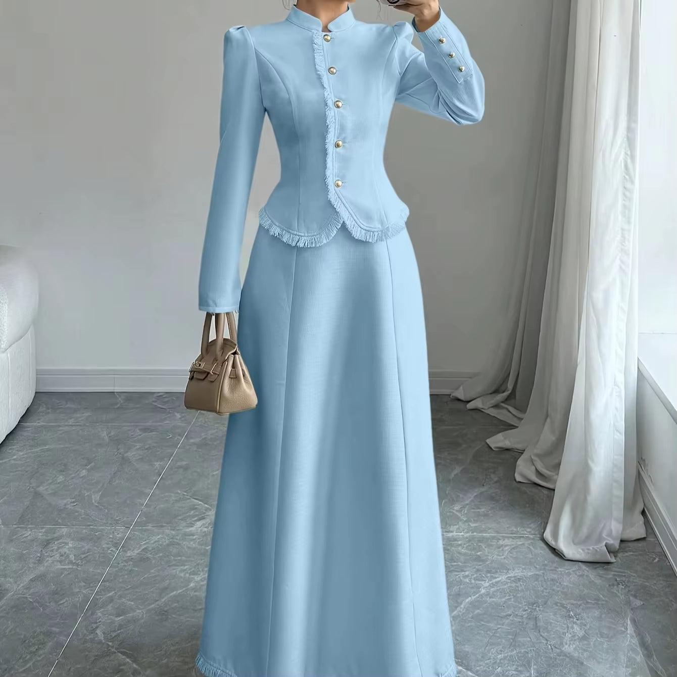 Stylish Elegant Women'S Two-Piece Suit Dress High Quality Sophisticated High End Luxury Suit Skirt Set