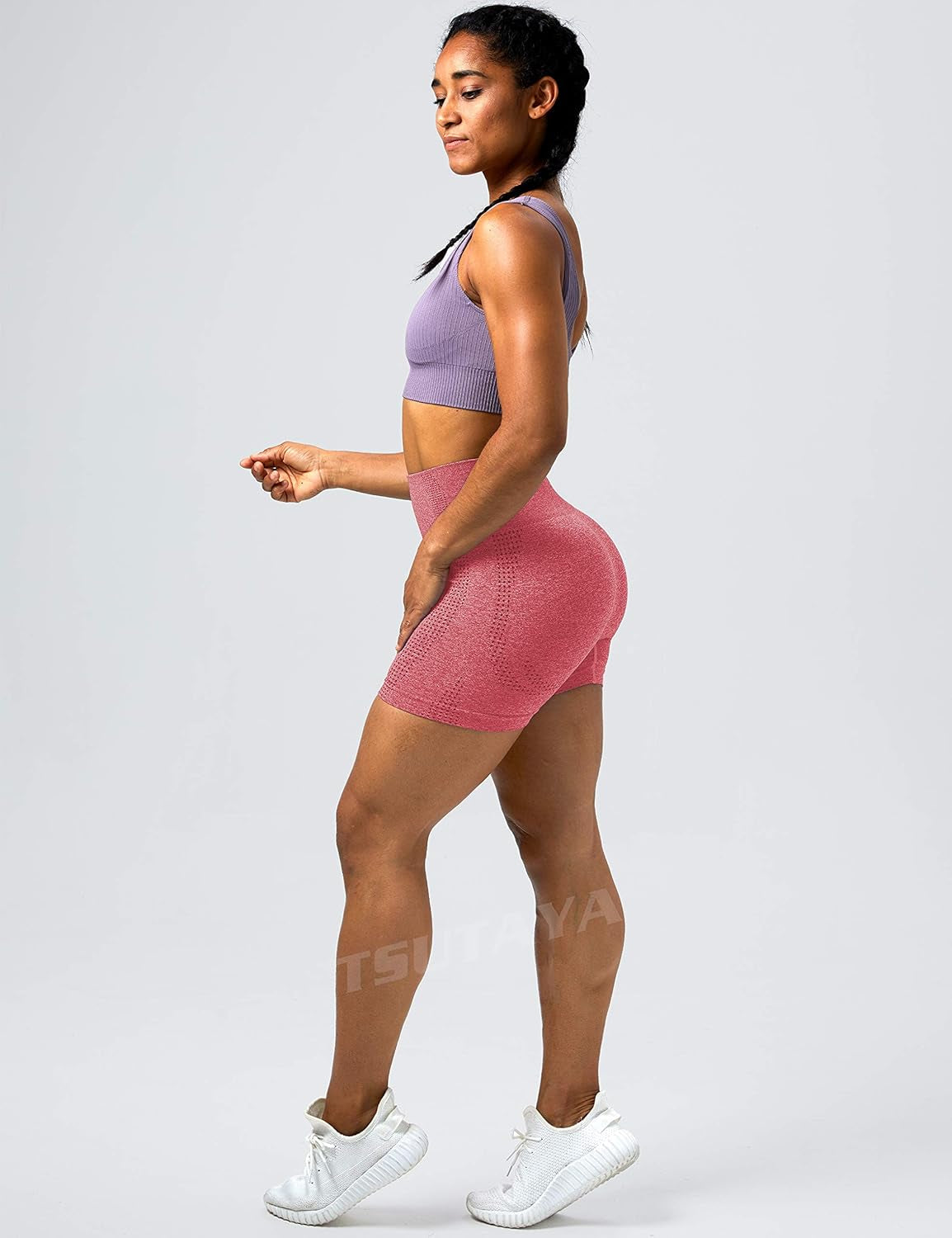 Workout Seamless Gym Shorts for Women High Waist Tummy Control Biker Athletic Women'S Booty Yoga Shorts Coral Red S