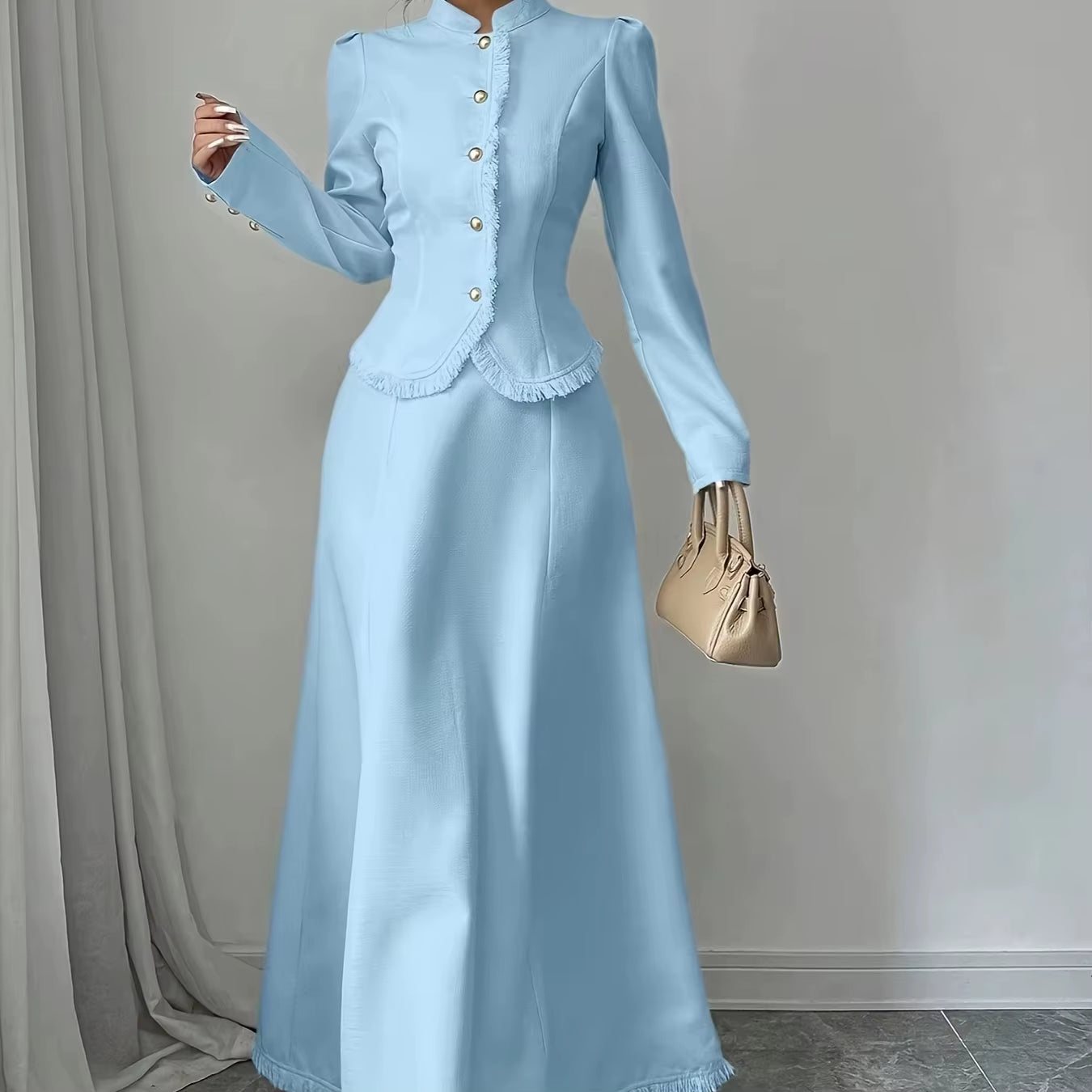 Stylish Elegant Women'S Two-Piece Suit Dress High Quality Sophisticated High End Luxury Suit Skirt Set