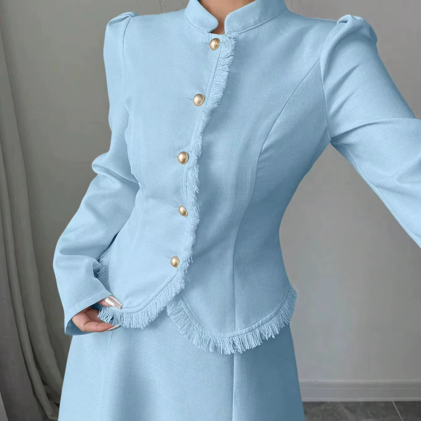 Stylish Elegant Women'S Two-Piece Suit Dress High Quality Sophisticated High End Luxury Suit Skirt Set