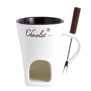 Sweet Fondue Cup for Date Night and More - Chocolate Melting Cup Set with Forks Perfect as Fondue Mug or Chocolate Fondue Mug