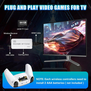 M15 Retro Game Console - 40,000+ Games, 20+ Emulators, 4K No Latency Output, Dual Wireless Controllers, 128GB TF Card, TV Game Stick​​ for Holiday Birthday Gift