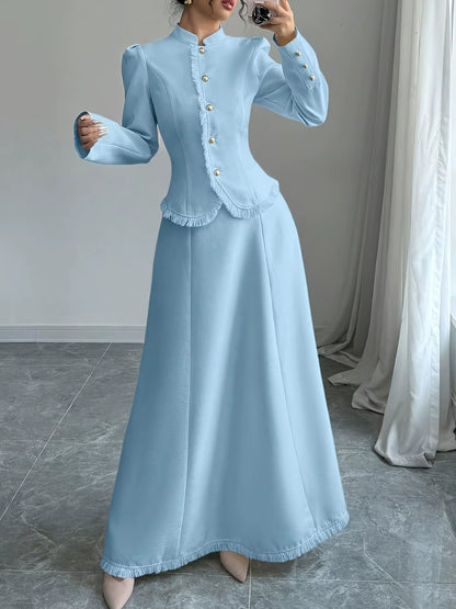 Stylish Elegant Women'S Two-Piece Suit Dress High Quality Sophisticated High End Luxury Suit Skirt Set