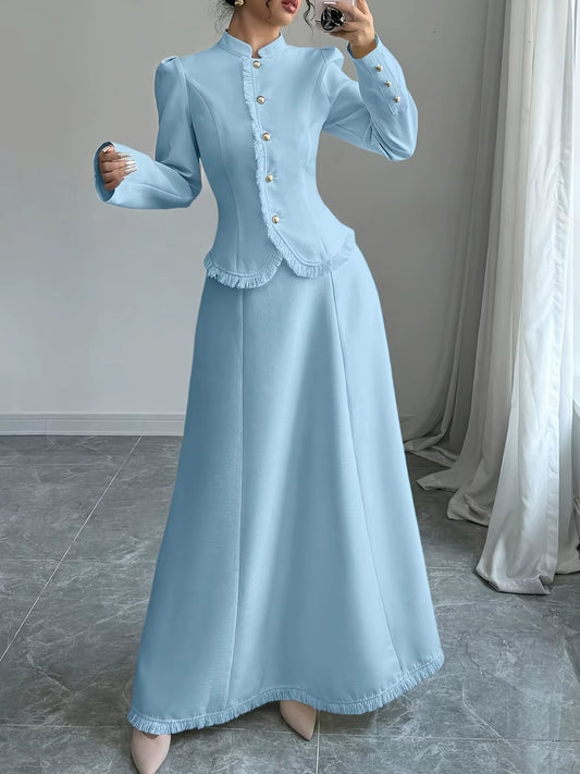 Stylish Elegant Women'S Two-Piece Suit Dress High Quality Sophisticated High End Luxury Suit Skirt Set