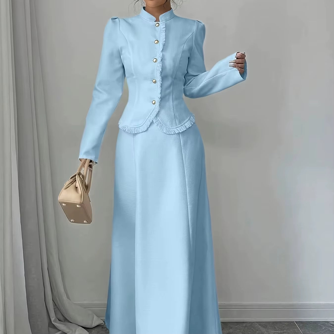 Stylish Elegant Women'S Two-Piece Suit Dress High Quality Sophisticated High End Luxury Suit Skirt Set