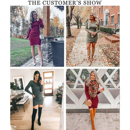 Women'S Elegant Slim Short Dress Eco-Friendly Pleated Long Sleeve Wrap Front Solid Color Basic Fit XS Size Casual Mini Weaving