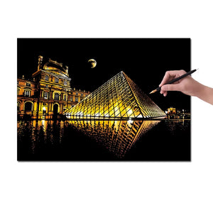 Eco Friendly Wholesale Handmade DIY City Building Scratch Painting Magic Rainbow Scratch Art Paper for Adults 16*11.2 Inches