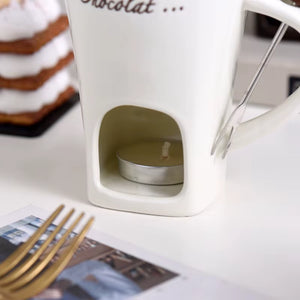 Sweet Fondue Cup for Date Night and More - Chocolate Melting Cup Set with Forks Perfect as Fondue Mug or Chocolate Fondue Mug