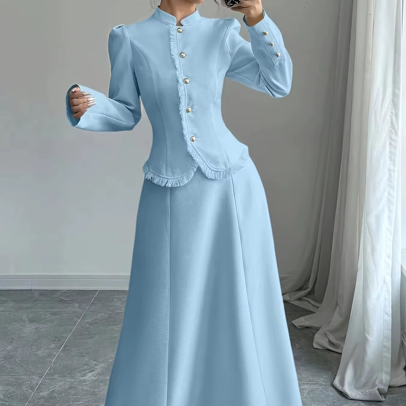 Stylish Elegant Women'S Two-Piece Suit Dress High Quality Sophisticated High End Luxury Suit Skirt Set