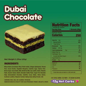 Dubai Chocolate Prime Bites - Preorder Ships 12/5 - 12 Pack - Protein Brownies with 19G Protein and 5G Collagen Snack - Fresh Baked High Protein Snack W/ Low Sugar