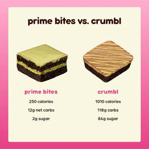 Dubai Chocolate Prime Bites - Preorder Ships 12/5 - 12 Pack - Protein Brownies with 19G Protein and 5G Collagen Snack - Fresh Baked High Protein Snack W/ Low Sugar