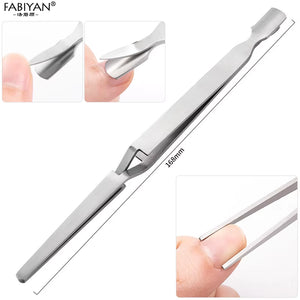 Nail Art Shaping Tweezers Stainless Steel Multi-Function Clip Tip Manicure Tool UV Gel Acrylic C Curve Nipper Picking Rhinestone