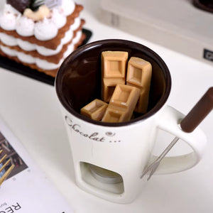 Sweet Fondue Cup for Date Night and More - Chocolate Melting Cup Set with Forks Perfect as Fondue Mug or Chocolate Fondue Mug