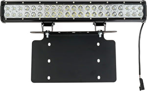 Universal American License Plate Bracket with 20 Inch Double Row LED Light Bar and Wiring Harness - Durable Steel Construction 10,000 Lumens 120 Watts