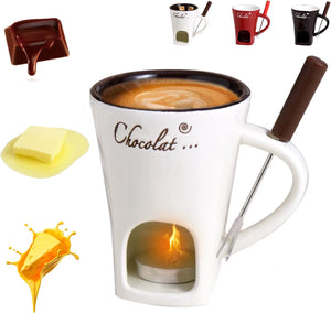 Sweet Fondue Cup for Date Night and More - Chocolate Melting Cup Set with Forks Perfect as Fondue Mug or Chocolate Fondue Mug