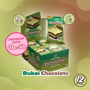 Dubai Chocolate Prime Bites - Preorder Ships 12/5 - 12 Pack - Protein Brownies with 19G Protein and 5G Collagen Snack - Fresh Baked High Protein Snack W/ Low Sugar