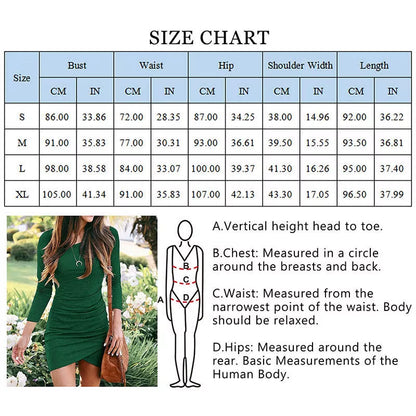 Women'S Elegant Slim Short Dress Eco-Friendly Pleated Long Sleeve Wrap Front Solid Color Basic Fit XS Size Casual Mini Weaving