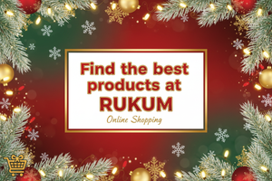 mkae a small sqaure pircute]re saying find the best products at rukum make it chrsitmas theme